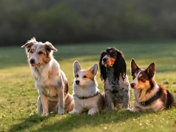 Tre hunde udendørs – hundeklinik ved Vejen Dyrehospital i Vejen